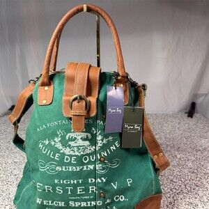 Myra Bags Satchel Shoulder Bag Womens Green Printed Zip w/ Adjustable